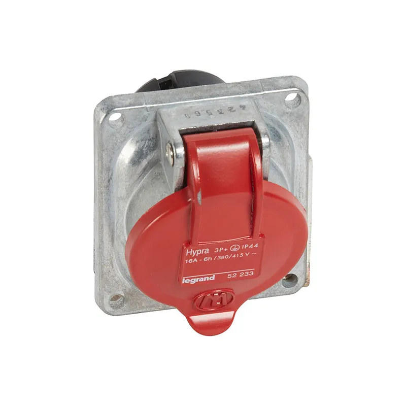 ليجراند - مقبس Inclined Outlet Hypra، تركيب على اللوحة، IP44، 16A، 380/415V~، 3P+E، Metal
