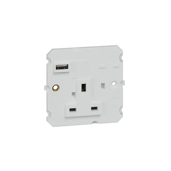 ليجراند - فيش أرتيور - 13 أمبير - 250 فولت - BS - مع شاحن USB من النوع A - قطب واحد - ألومنيوم