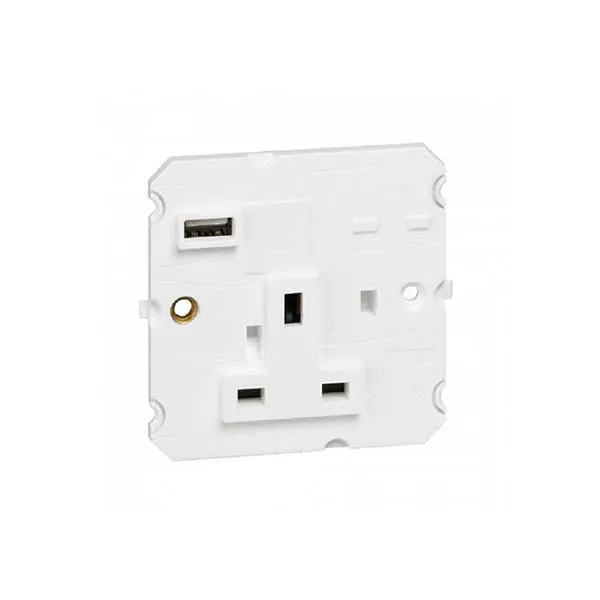 ليجراند - فيش أرتيور - 13 أمبير - 250 فولت - BS - مع شاحن USB من النوع A - قطب واحد - بيج