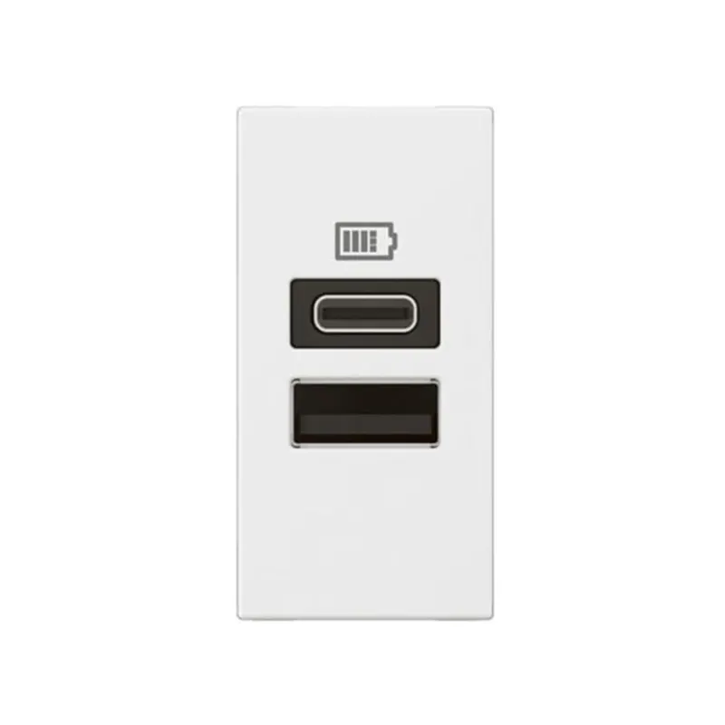 ليجراند - USB Arteor، 1 موديول، منفذين A+C، 3A، 15W، 5V، 100/240V، أبيض