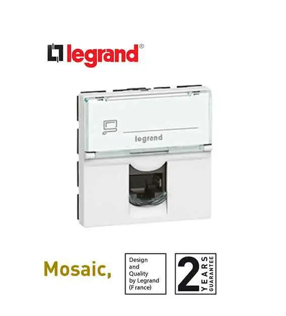 ليجراند - مقبس RJ45 أرتيور، Cat 6 UTP، 8 تماسات، وحدتان، أبيض