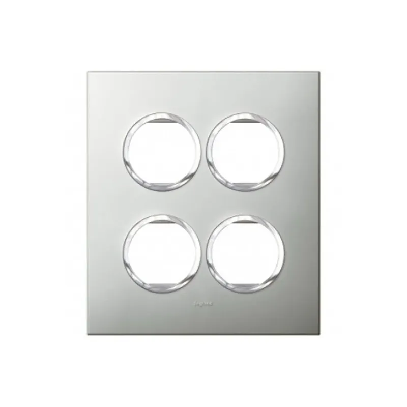 ليجراند - غطاء مع إطار Arteor، هندي، 2x4 موديول، دائري، Pearl Aluminium