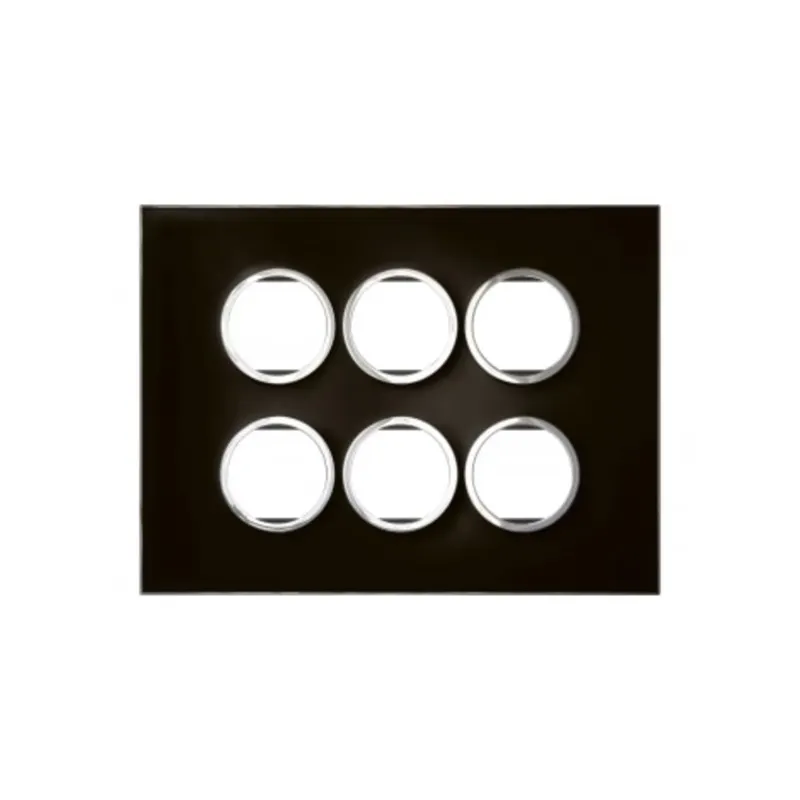 ليجراند - غطاء مع إطار Arteor، هندي، 2x6 موديول، دائري، Mirror Black