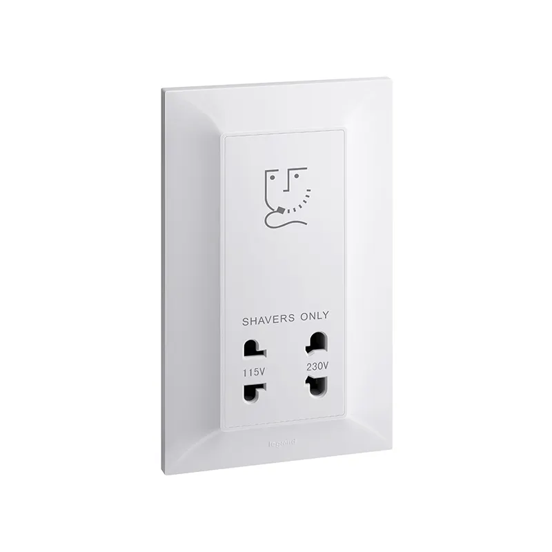 ليجراند - مقبس حلاقة Belanko S، 1 مفتاح، 115/230V، 20VA، 50/60Hz، عمودي، مدمج، White