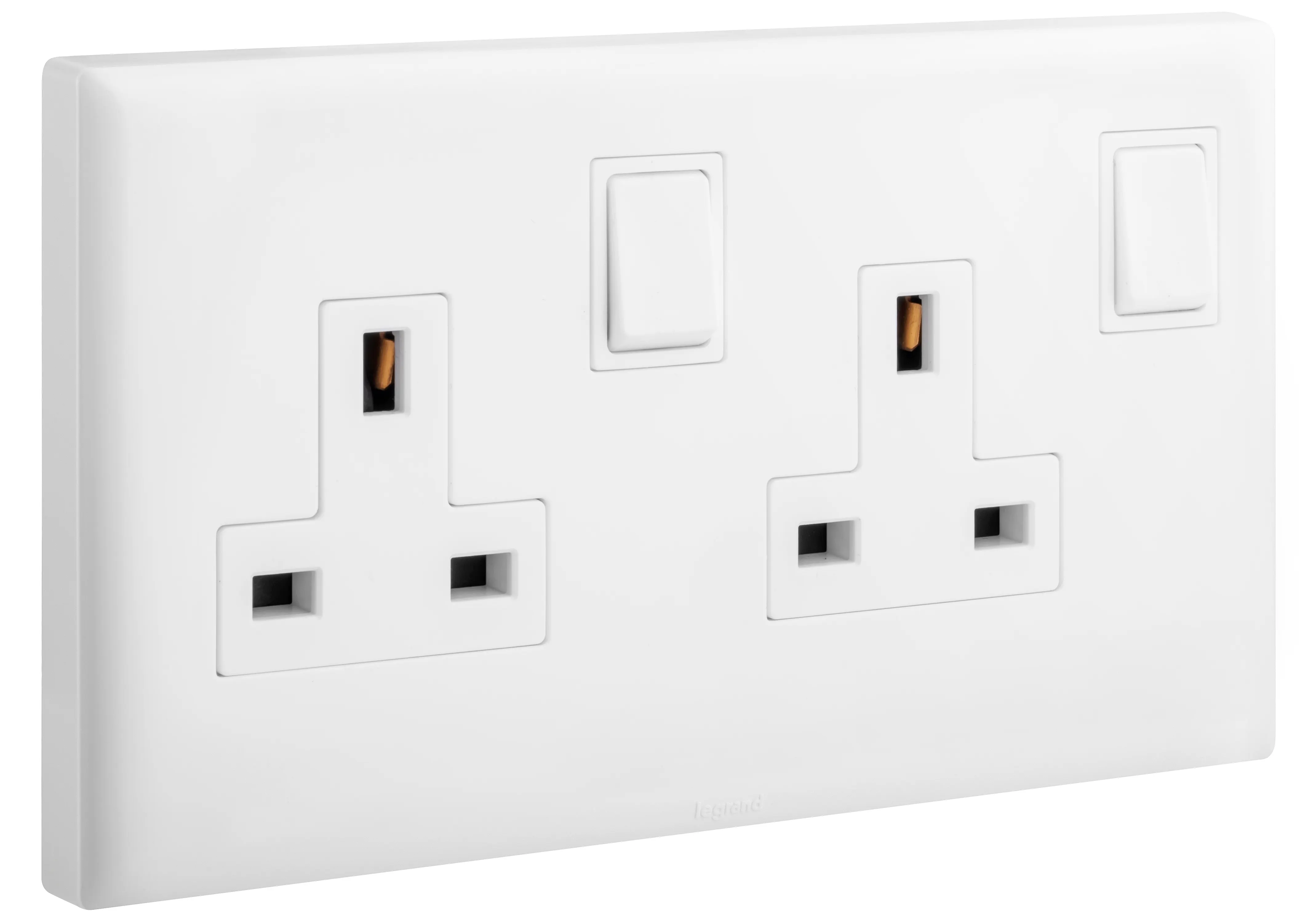 ليجراند - مقبس إلوي، بريطاني، مجوز، ثنائي القطب، Switched، 13A، 250V، أبيض