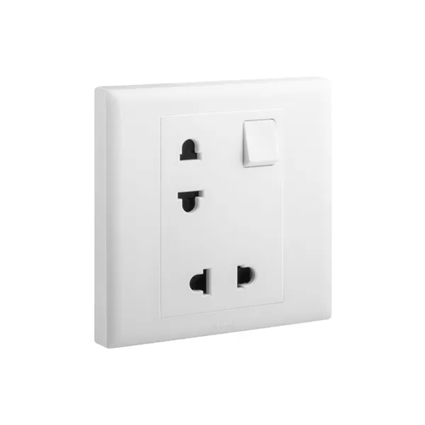 ليجراند - مقبس إلوي، أوروبي/أمريكي، مفرد، 2x2P، Switched، 16A، 250V، أبيض