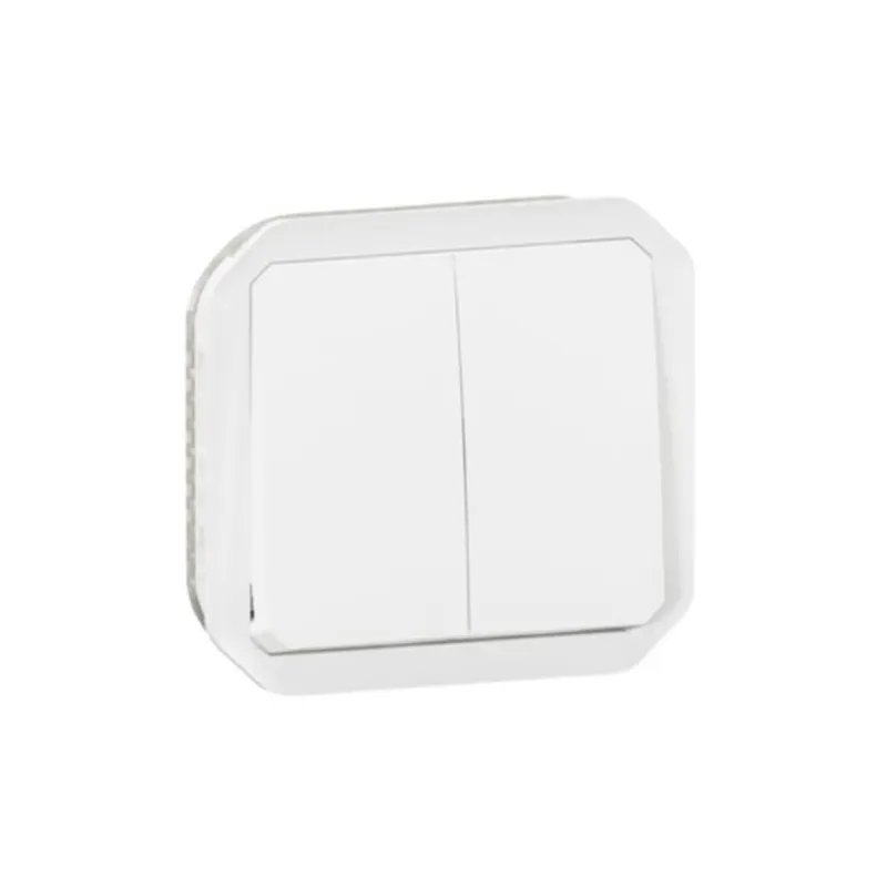 ليجراند - مفتاح/زر ضغط Plexo، IP55، فتحتين،خط 2، 10A 250V، آلية، أبيض