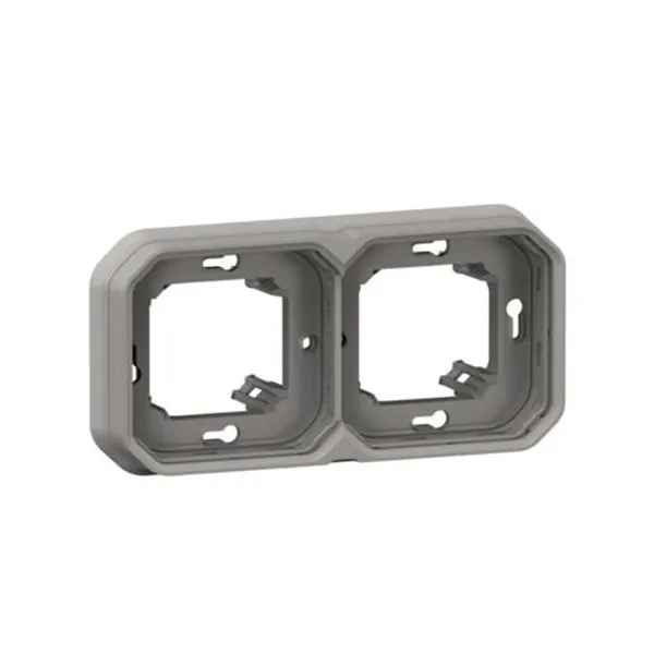 ليجراند - إطار تثبيت غاطس Plexo، IP55، فتحتين، أفقي وعمودي، رمادي