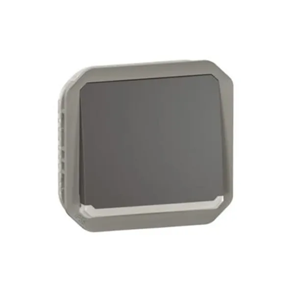 ليجراند - زر ضغط Plexo، IP55، تلامس مفتوح + مؤشر، 10A 250V، آلية، أنثراسايت