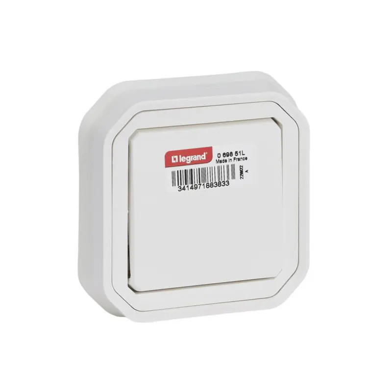 ليجراند - مفتاح Plexo، IP55، فتحة،خط 2، 10A 250V، تثبيت غاطس، أبيض