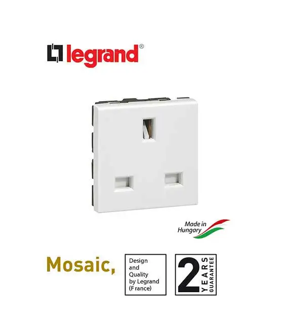 ليجراند - فيش مواصفات بريطاني - 2P+E 13 A - أبيض - 2 موديول