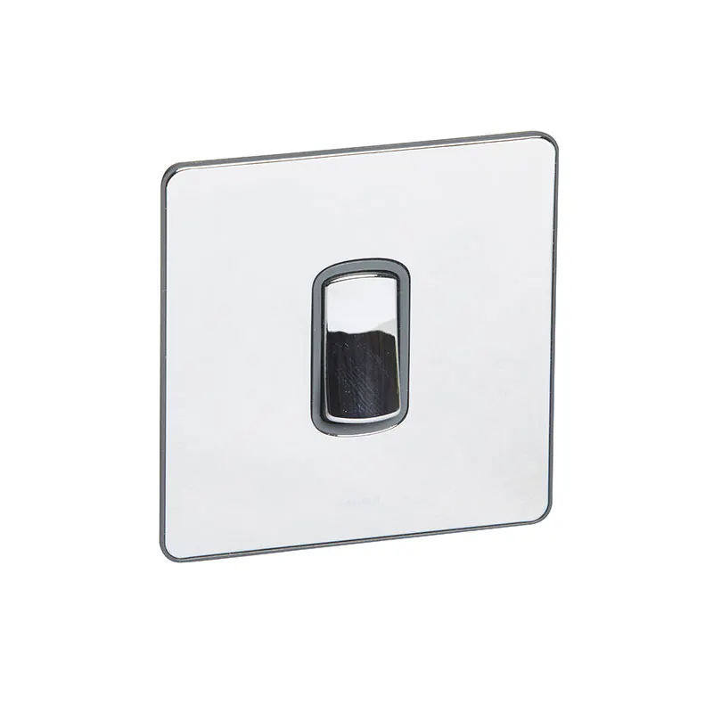 ليجراند - زر الضغط Synergy Sleek، خط 2، مفرد، 10A، 250V، Polished Stainless Steel