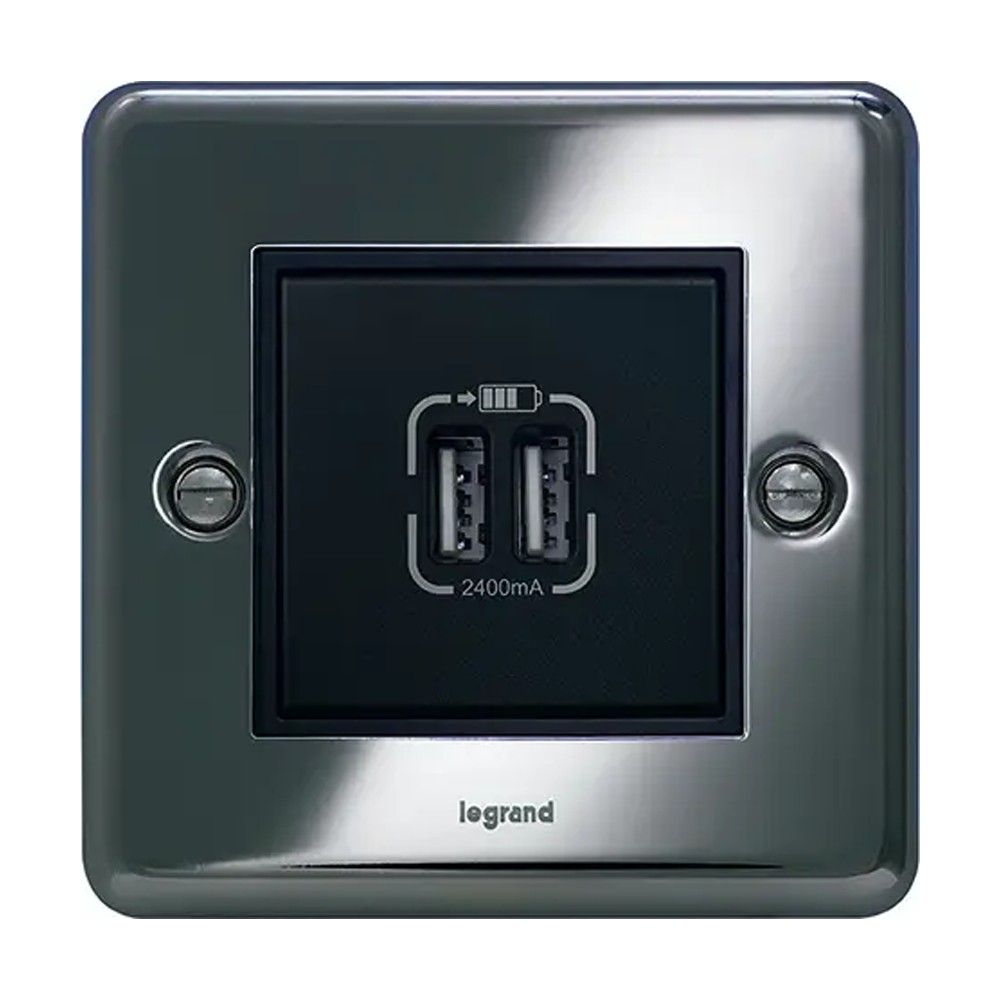 شاحن USB مزدوج ليجراند Synergy Authentic نوع A 5V DC 2400mA 12W ستانلس ستيل مصقول
