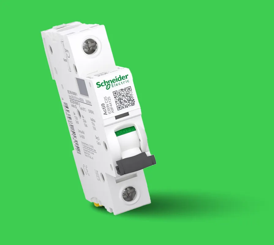 شنايدر - قاطع فرعي 1 خط - 25 أمبير - Acti9 iC60N, 1P, 25A, C Curve