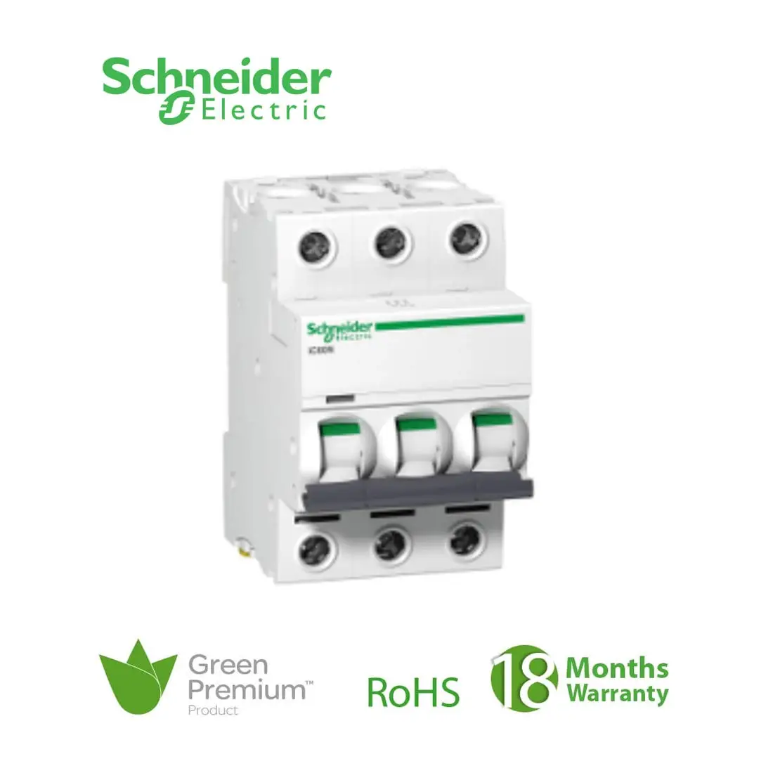 شنايدر - قاطع فرعي 3 خط - 63 أمبير - Acti9 iC60N, 3P, 63A, D Curve