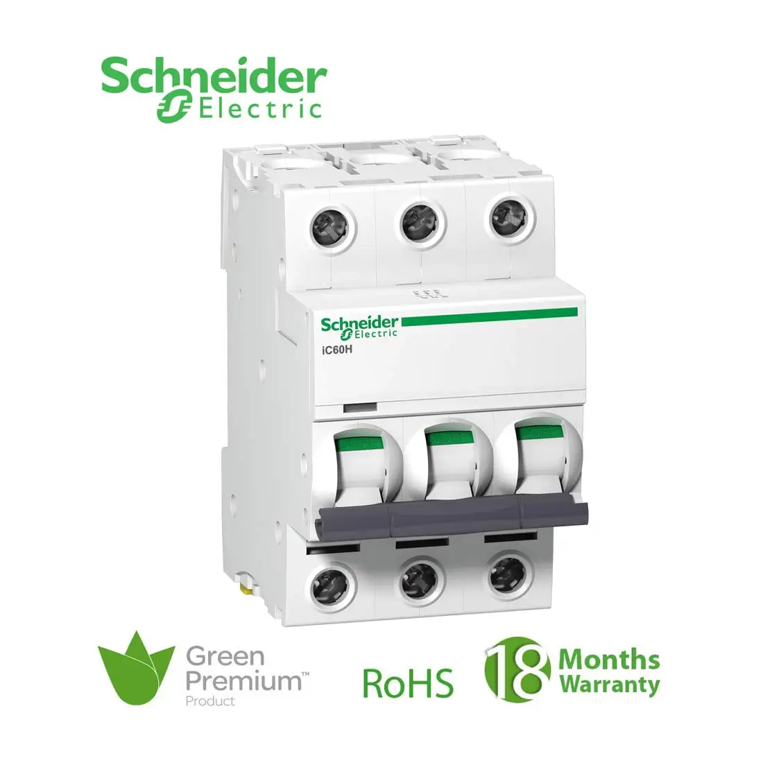 شنايدر - قاطع فرعي 3 خط - 4 أمبير - Acti9 iC60H, 3P, 4A, C Curve