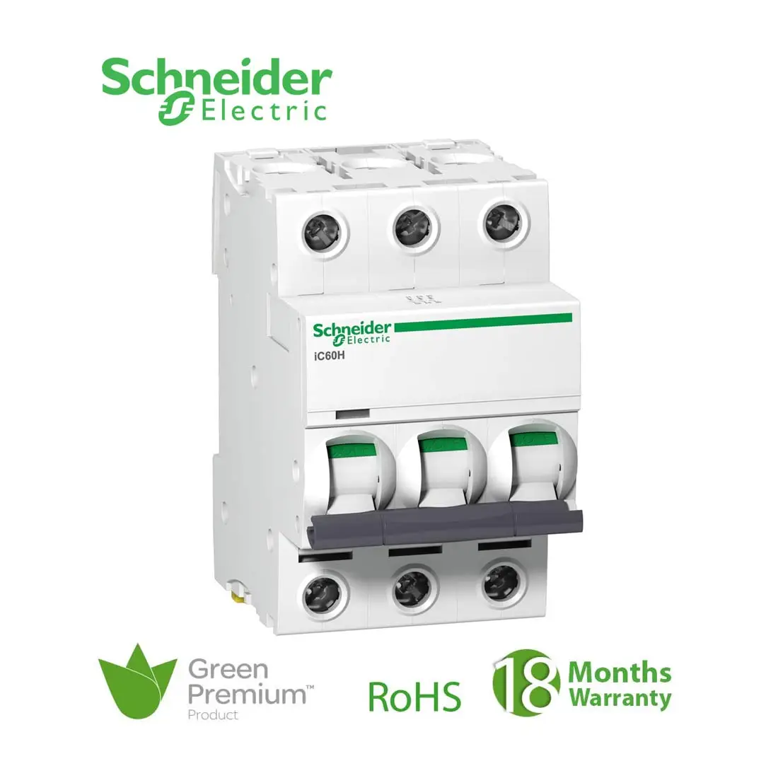شنايدر - قاطع فرعي 3 خط - 16 أمبير - Acti9 iC60H, 3P, 16A, C Curve
