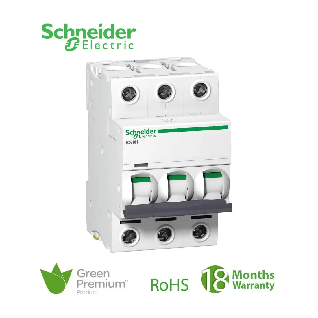 شنايدر - قاطع فرعي 3 خط - 20 أمبير - Acti9 iC60H, 3P, 20A, C Curve