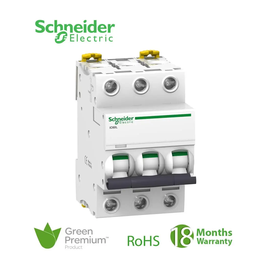 شنايدر - قاطع فرعي 3 خط - 20 أمبير - Acti9 iC60L, 3P, 20A, B Curve