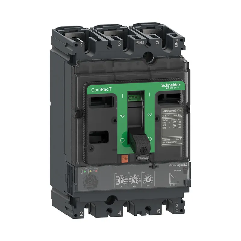 شنايدر - قاطع 160 أمبير - 3 خط - NSX160F, 36kA at 415VAC, MicroLogic 2.2 Trip Unit