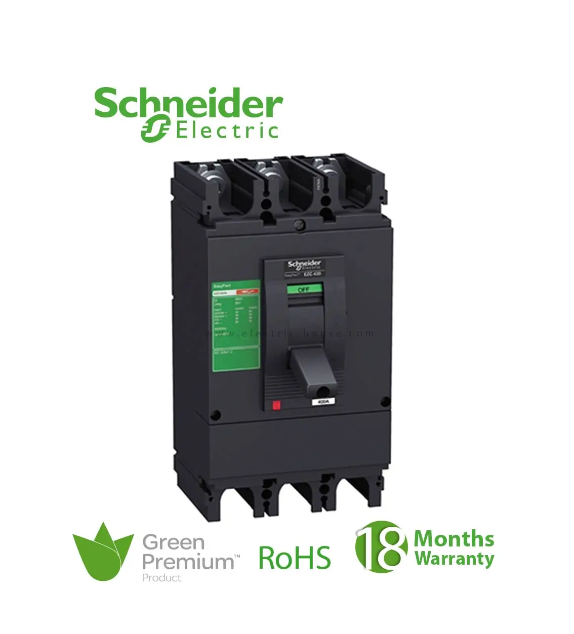 شنايدر - قاطع رئيسي 60 أمبير - EasyPact EZC100N, 3P, 60A, 15kA 400/415V, TMD Trip Unit