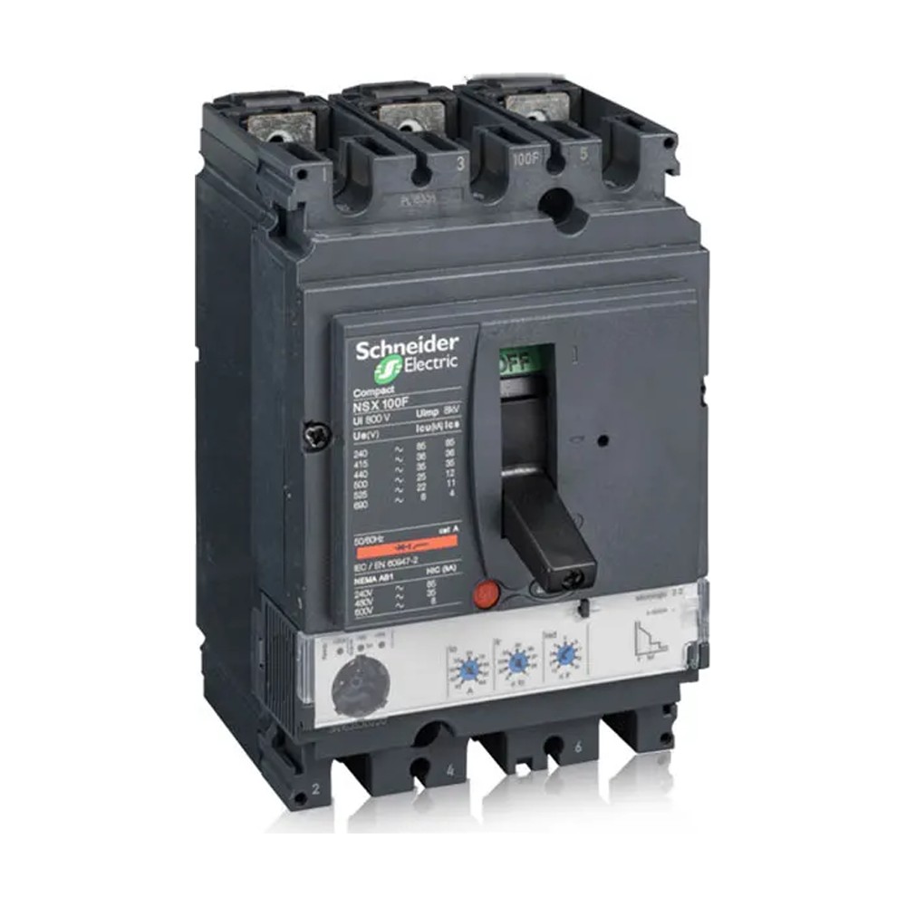 قاطع رئيسي شنايدر ComPact NSX100N 3P 3d 50kA 415VAC MicroLogic 2.2 100A
