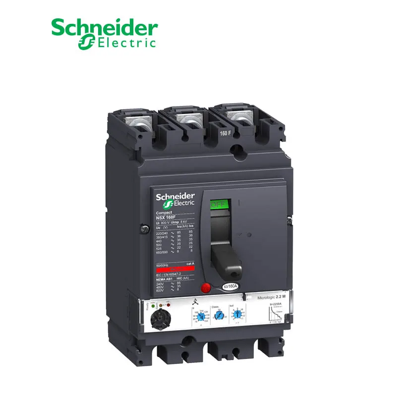 شنايدر - قاطع رئيسي 160 أمبير - ComPact NSX160F, 3P 3d, 36kA at 415 VAC, MicroLogic 2.2 Trip Unit 160A