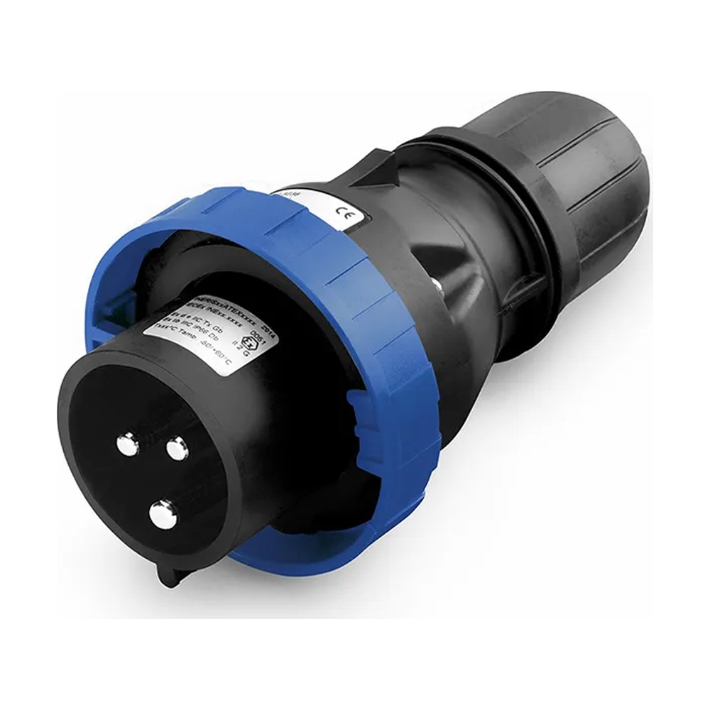 سكامي - قابس صناعي، 32A، 2P+E، 6h، IP66/IP67، 200-250V، 50Hz، 60Hz، II 2GD، أطراف لولبية، درجة حرارة منخفضة [-50°C]