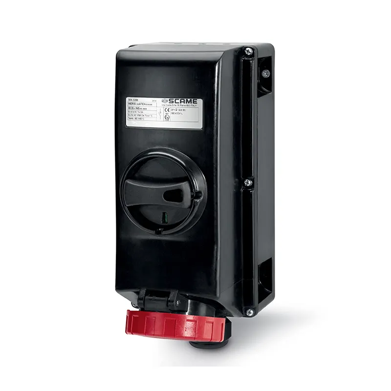سكامي - مقبس متداخل، 16A، 3P + N + E، 6h، 346-415V، 50Hz، 60Hz، II 2GD، 130x260mm، PAR، أطراف لولبية، مع قفل ميكانيكي