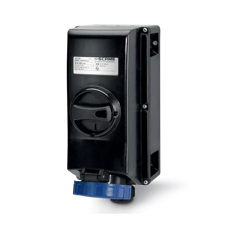 سكامي - مقبس متداخل، 32A، 2P+E، 6h، IP66، 200-250V، 50Hz، 60Hz، II 2GD، أطراف لولبية، مع قفل ميكانيكي