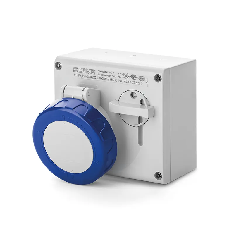 سكامي - مقبس متداخل، 32A، 2P+E، 6h، 200-250V، 60Hz، 50Hz، 136x125mm، PAR، أطراف لولبية، مع قفل ميكانيكي