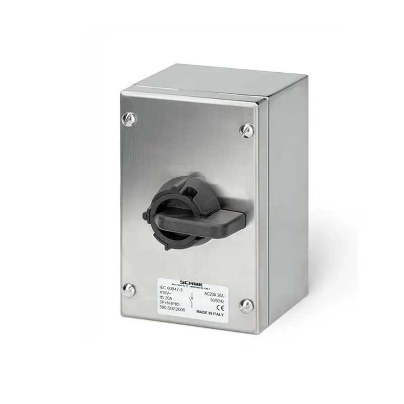 سكامي - مفتاح فصل، 20A، 2P، IP65، 100x160x90mm، Y1، IK10، عام، رمادي/أسود