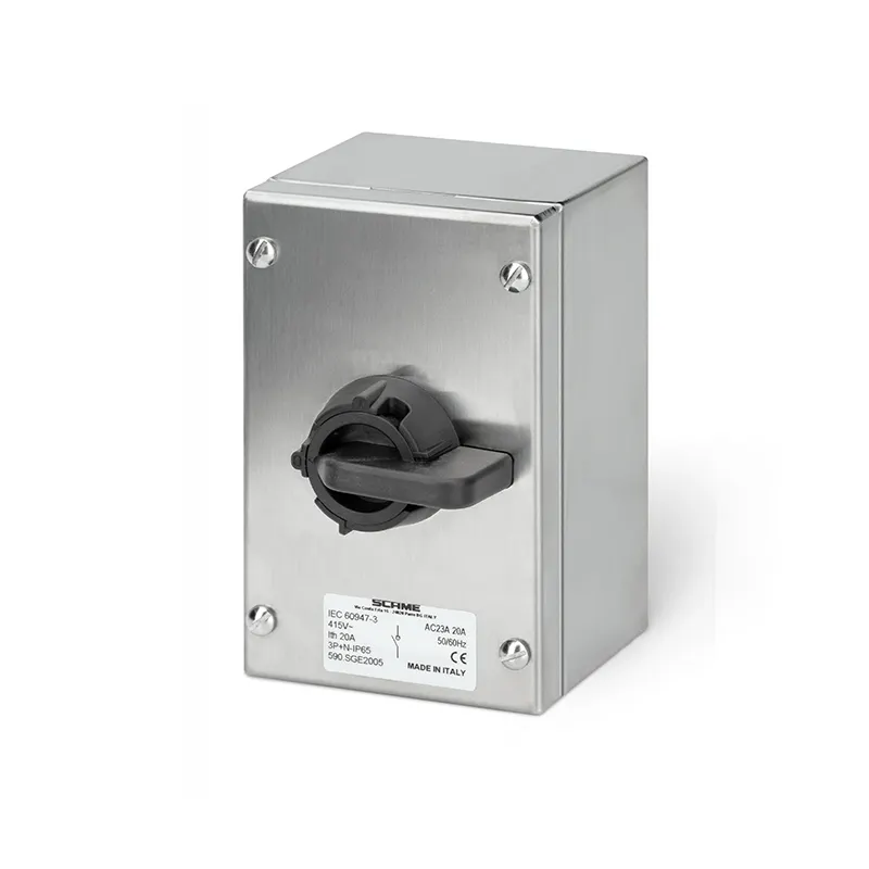 سكامي - مفتاح فصل، 20A، 3P+SN، IP65، 100x160x90mm AC22A، Y1، IK10، عام، رمادي/أسود، SN (محايد صلب)