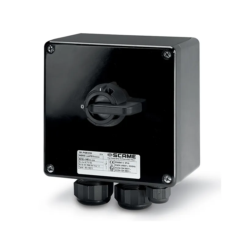 سكامي - مفتاح فصل، 63A، 3/4P، IP66، 250x255x120mm، II 2GD، GRP، عام، رمادي