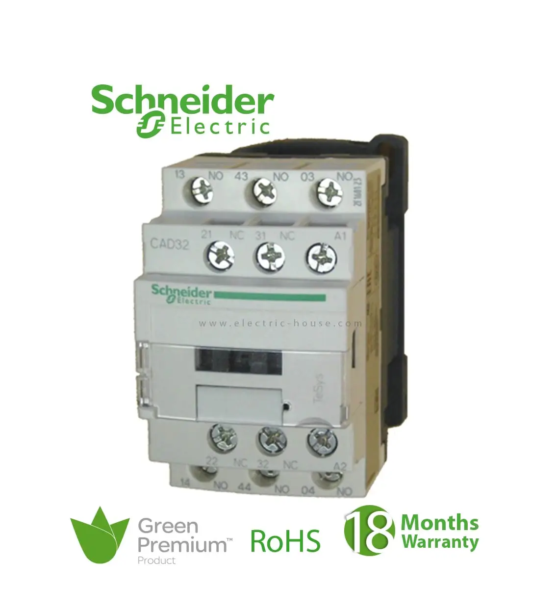 شنايدر - قاطع تحكم - 10 أمبير - 220 فولت - 2Nc 220V AC Co, Tesys D