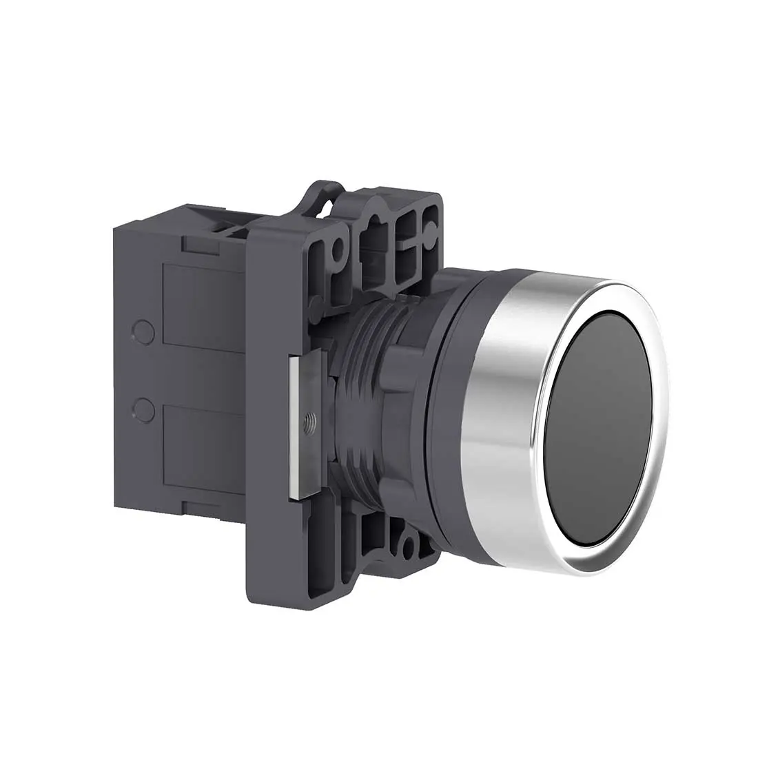 شنايدر - Round black push-button Ø 22 - flush spring return - 1NO