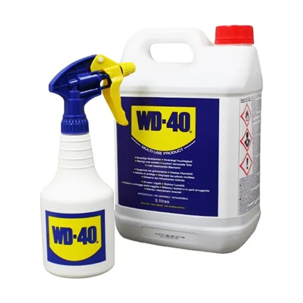 زيت تشحيم متعدد الوظائف WD-40 5 لتر مع زجاجة رش فارغة 600 مل