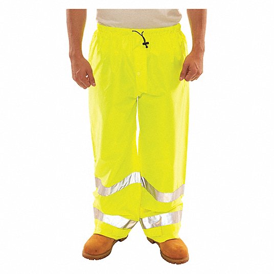 بنطال مطر عالي الوضوح مقاس 3XL 54 إنش × 32 إنش أخضر/أصفر