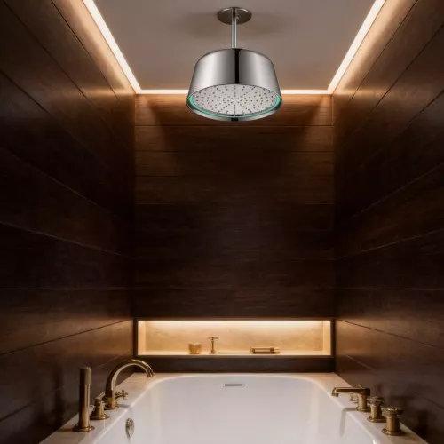 دش "الثريا" المطري السقفي مقاس 30 سم - إضاءة LED ذاتية (كروم لامع)