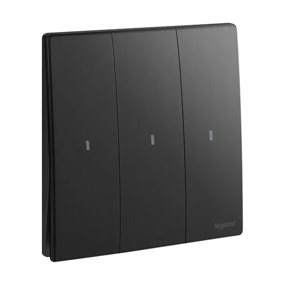 ليجراند - مفتاح الإضاءة Mallia Senses، 3 مفاتيح، خط 2، 16 AX، 250V، Brushed Black