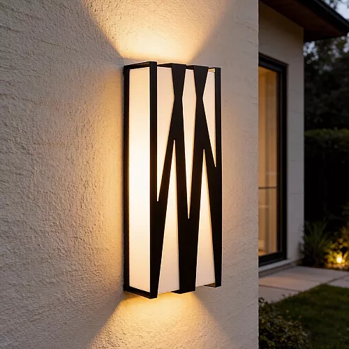 جداري بوابة خارجي عين 4 انارة امامية اسود + اصفر LED