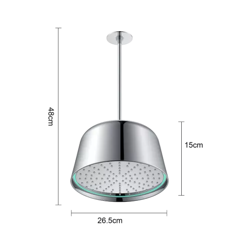 دش "الثريا" المطري السقفي مقاس 30 سم - إضاءة LED ذاتية (كروم لامع)
