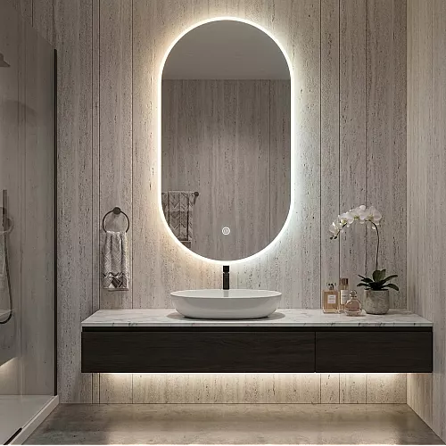مراية بيضاوي 70*120 ليد 3 اضاءات