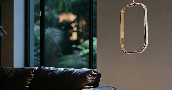 علاقي مودرن مستطيل ذهبي لون الانارة 3 اضاءات 30 سم 30 واط