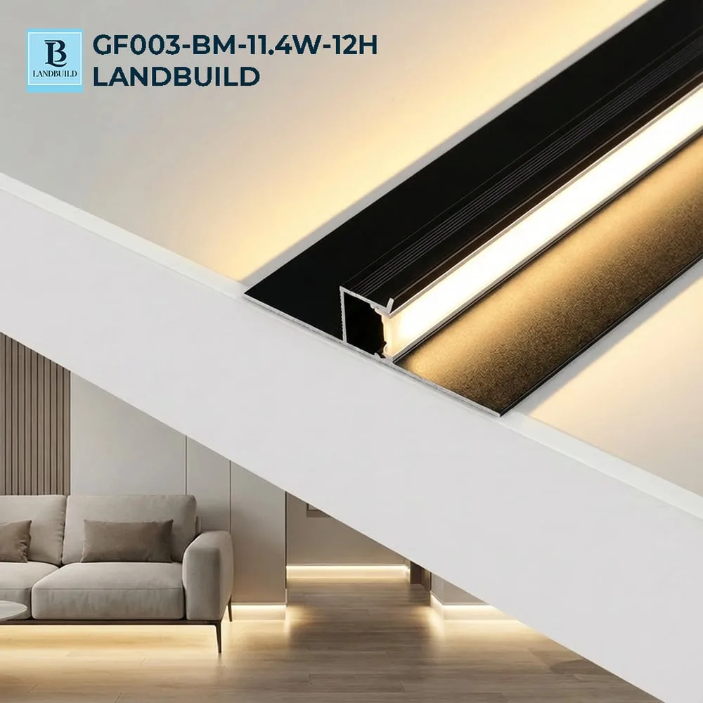 نعلة مخفية بروفايل ليد اسود مطفي 3 متر GF003-BM-11.4W-12H LANDBUILD
