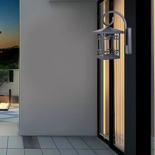 فانوس جداري اسود - صندوق زجاجي مستطيل