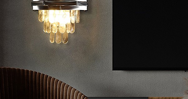 إضاءة شيمر جدارية كريستال مودرن فضي E14 *2L
