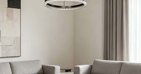 علاقي مودرن حلقة اسود لون الانارة 3 اضاءات 60 سم 48 واط