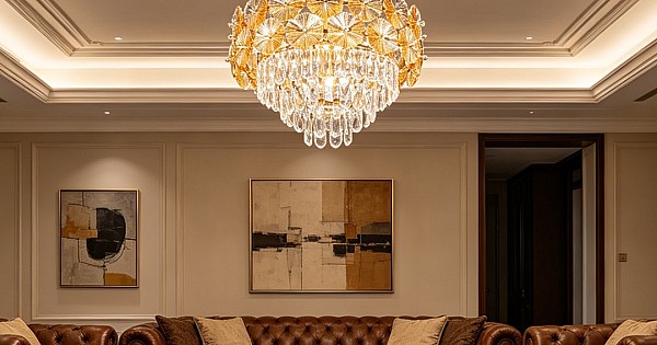 علاقي مودرن ذهبي E14*5 مقاس 400 ملم