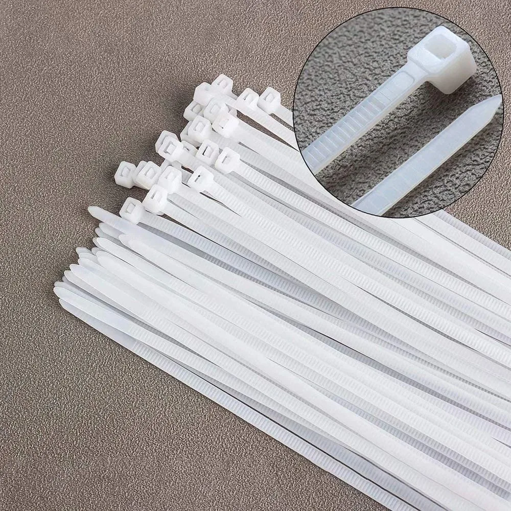 رباط بلاسك عدة مقاسات أبيض Zipper - رباط بلاستيك أبيض 4.8mm-20CM